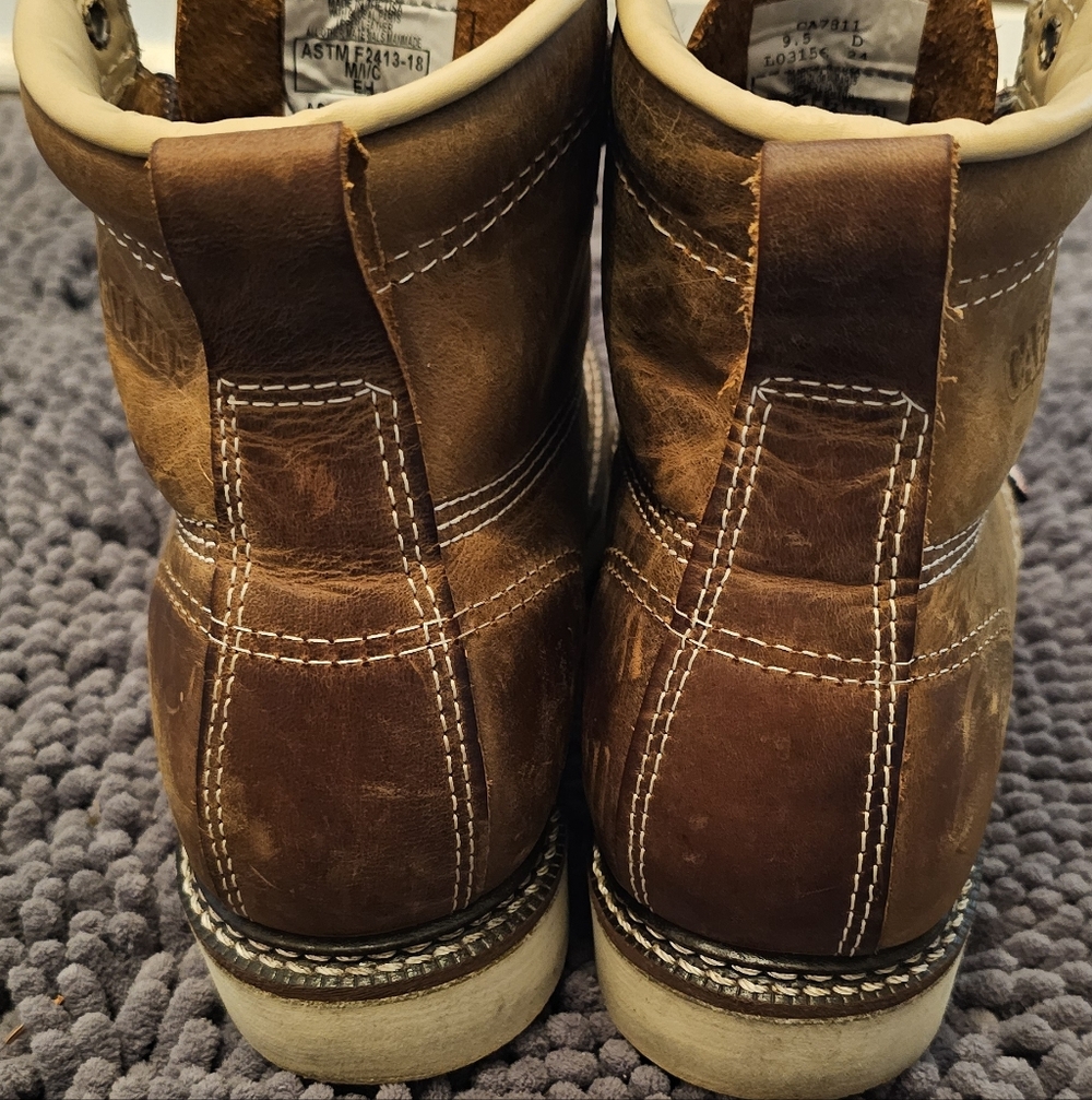 Men's Brown Leather Carolina Work Boots - Durable Steel Toe Non-slip Made In The - Picture 7 of 8